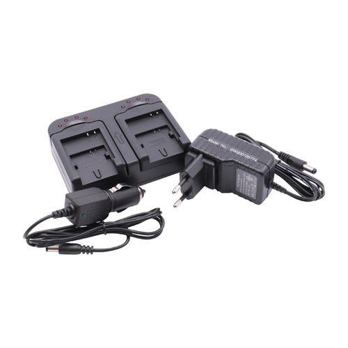 vhbw Chargeur double compatible avec Canon Legria FS10, FS11, FS19, FS20, FS21, FS100, FS200 camra camscope action-cam - Station, tmoin de charge