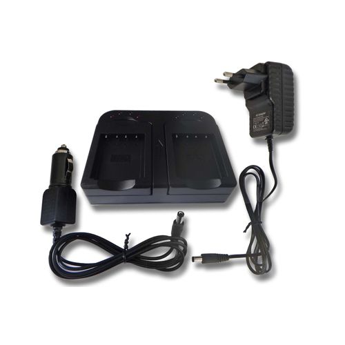 vhbw Chargeur double compatible avec Panasonic HDC-DX1, HDC-SDT750, HDC-TM700, HDC-TM350 camra camscope action-cam - Station, tmoin de charge
