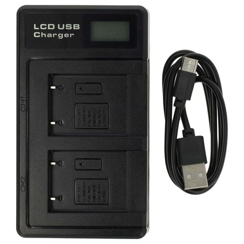 vhbw Chargeur de batterie double USB compatible avec Casio Exilim EX-S7BK, EX-S7PE, EX-S8, EX-S8BE, EX-S8BK, EX-S8PE camra, DSLR, action-cam