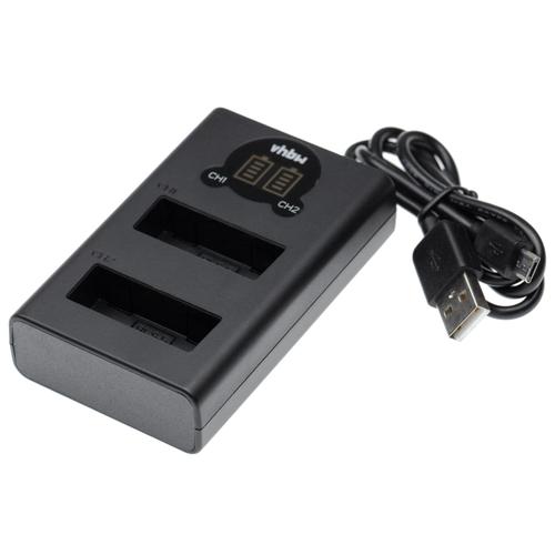 vhbw Chargeur de batterie double USB compatible avec Olympus OM-D E-M10 camra, DSLR, action-cam - Chargeur, tmoin LED de charge