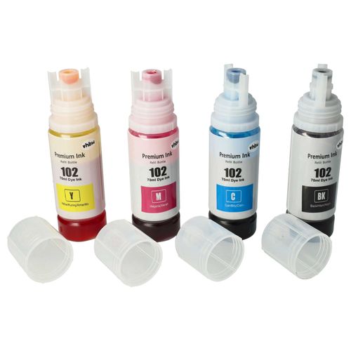 Vhbw Encre De Recharge Imprimantes Remplacement Pour Epson 102 Magenta, 102 Cyan, 102 Jaune, 102 Noir - Dye Cyan, Dye Magenta, Dye Noir, Dye Jaune, 280ml