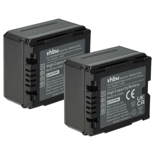 vhbw set 2 batteries 700mAh pour camscope Panasonic HDC-HS9, HS20, HS100, HS200, HS300, HS700, HS3000, HDC-SX5, HDC-TM350, HDC-TM700