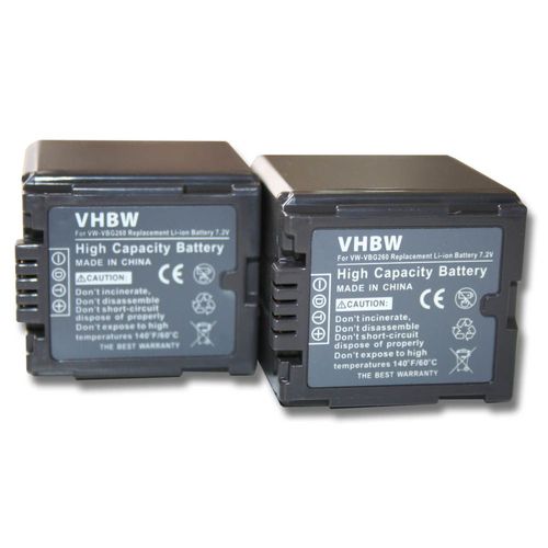 vhbw set de 2 batteries 2000mAh pour camscope Panasonic HDC-HS9, HS20, HS100, HS200, HS300, HS700, HS3000, HDC-SX5, HDC-TM350, HDC-TM700