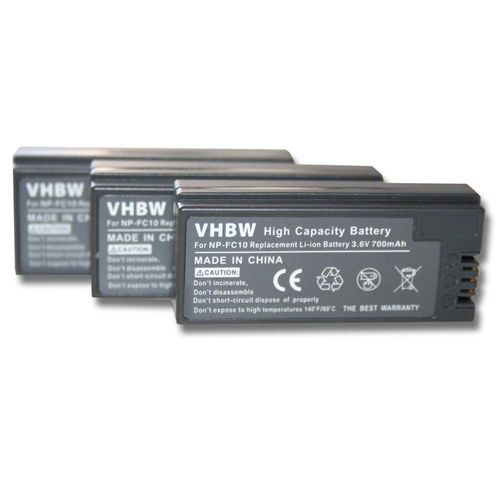 vhbw set de 3 batteries 700mAh pour appareil photo SONY DSC-F77, DSC-FX77, DSC-P (Cyber-shot Point & Shoot) Serie remplace NP-FC10, NP-FC11