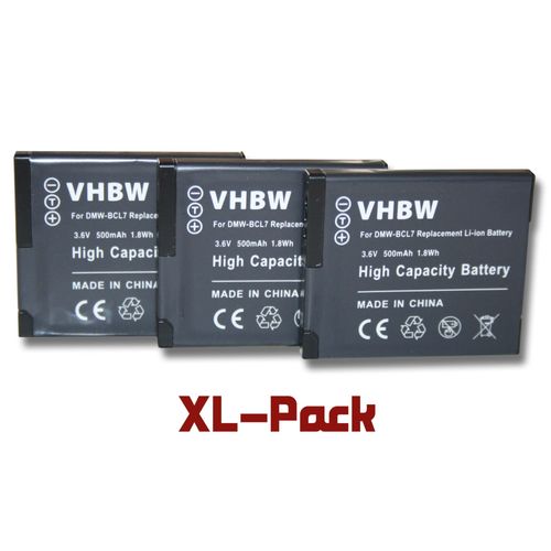 vhbw set de 3 batteries pour appareil photo Panasonic Lumix: DMC-SZ9, DMC-XS1, DMC-XS1R remplace DMW-BCL7, DMW-BCL7E