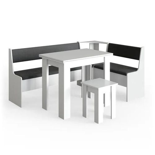 Vicco Groupe De Banquettes D'angle Roman, Blanc, 180 X 41.5 Cm Avec Table