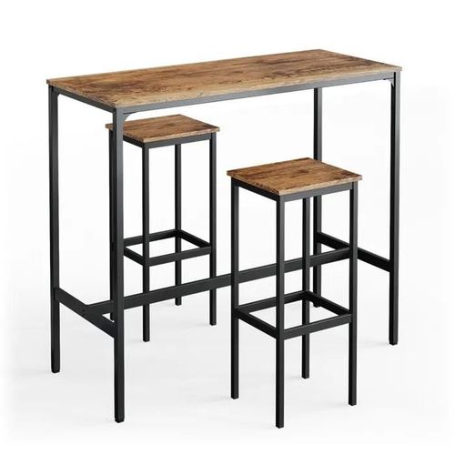 Vicco Set De Table De Bar Fyrk, Chne Rustique, 120 X 50 Cm Avec 2 Tabourets De Bar