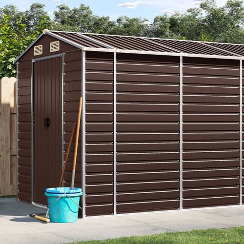 Vidaxl Abri De Jardin Marron 191x810x198 Cm Acier Galvanis