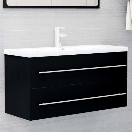Vidaxl Armoire D'vier Avec Lavabo Intgr Noir Agglomr