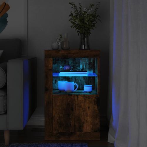 Vidaxl Armoire Latrale Avec Lumires Led Chne Fum Bois D'ingnierie