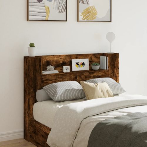 Vidaxl Armoire Tte De Lit Avec Led Chne Fum 140x16,5x103,5 Cm