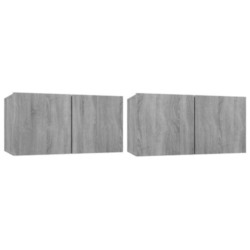 Vidaxl Armoires Tv Suspendues Sonoma Gris 2 Pcs 60x30x30 Cm Bois