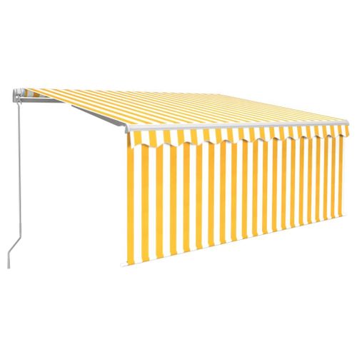 Vidaxl Auvent Manuel Rtractable Avec Store Led 3x2,5 M Jaune Et Blanc