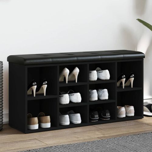 Vidaxl Banc  Chaussures Noir 102x32x50 Cm Bois D'ingnierie