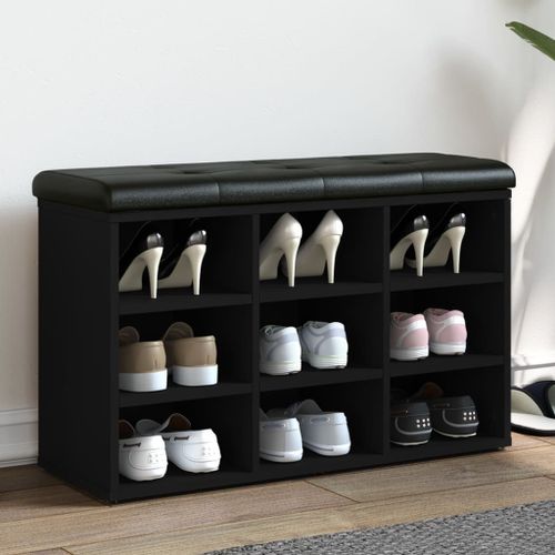 Vidaxl Banc  Chaussures Noir 82x32x50 Cm Bois D'ingnierie