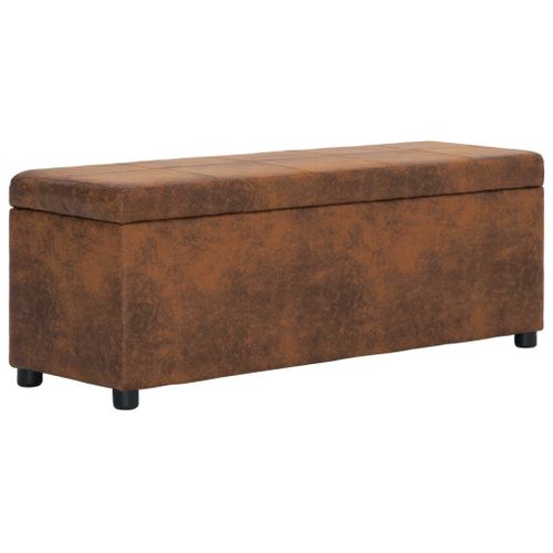 Vidaxl Banc Avec Compartiment De Rangement 116 Cm Marron Similicuir