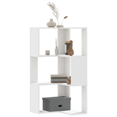 Vidaxl Bibliothque D'angle  3 Niveaux Blanc Bois D'ingnierie