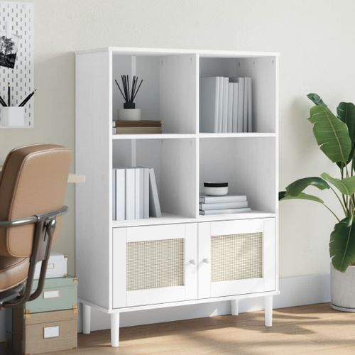 Vidaxl Bibliothque Senja Aspect De Rotin Blanc Bois Massif De Pin