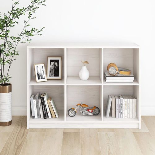 Vidaxl Bibliothque Blanc 104x33x76 Cm Bois De Pin Massif