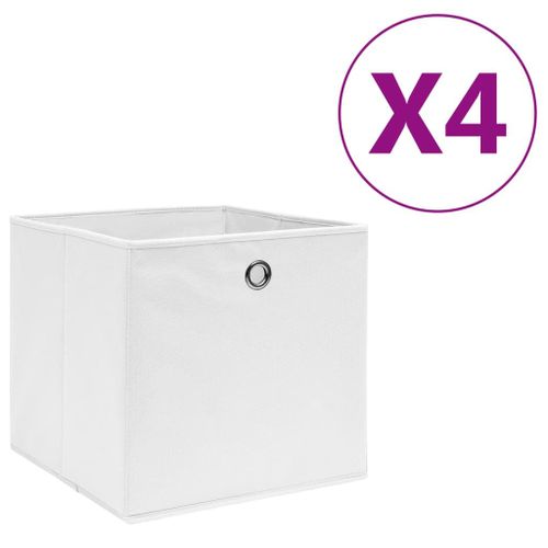 Vidaxl Bo?Tes De Rangement 4 Pcs Tissu Intiss 28x28x28 Cm Blanc
