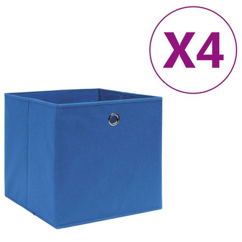 Vidaxl Bo?Tes De Rangement 4 Pcs Tissu Intiss 28x28x28 Cm Bleu