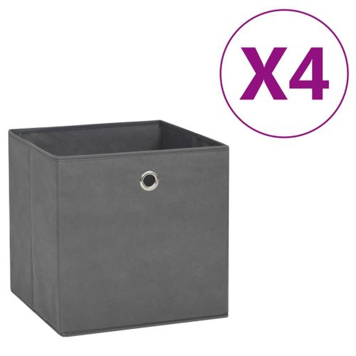 Vidaxl Bo?Tes De Rangement 4 Pcs Tissu Intiss 28x28x28 Cm Gris