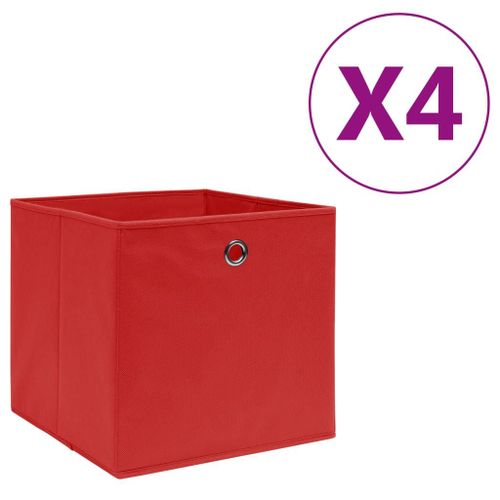Vidaxl Bo?Tes De Rangement 4 Pcs Tissu Intiss 28x28x28 Cm Rouge