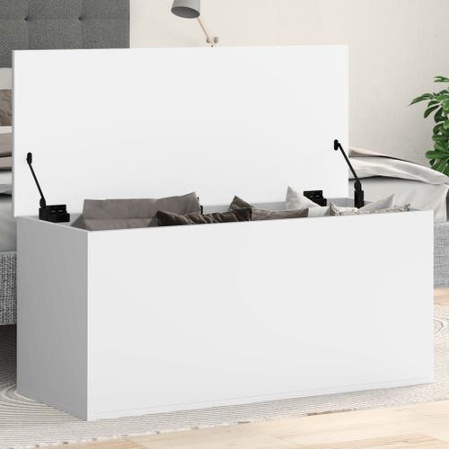 Vidaxl Bote De Rangement Blanc 100x42x46 Cm Bois D'ingnierie