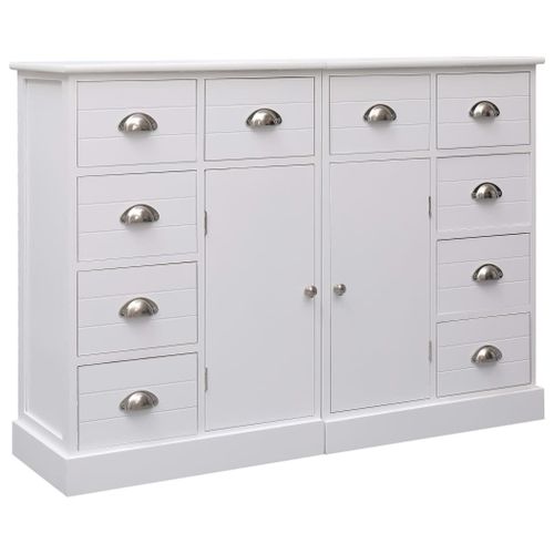 Vidaxl Buffet Avec 10 Tiroirs Blanc 113x30x79 Cm Bois