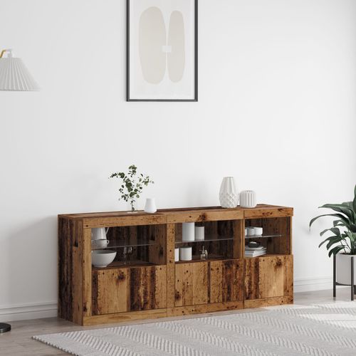 Vidaxl Buffet Avec clairage Led Bois Ancien 162x37x67 Cm Bois Reconstitu