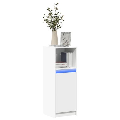 Vidaxl Buffet Avec Led Blanc 38x34x100 Cm Bois D'ingnierie