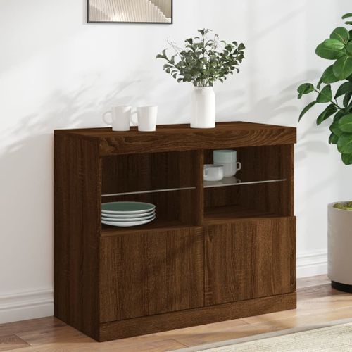 Vidaxl Buffet Avec Lumires Led Chne Marron 81x37x67 Cm