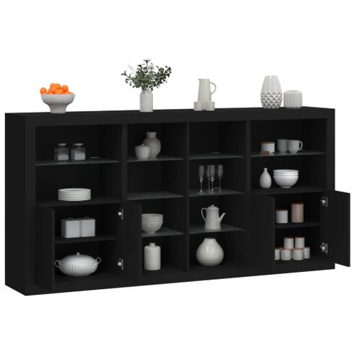 Vidaxl Buffet Avec Lumires Led Noir 202x37x100 Cm