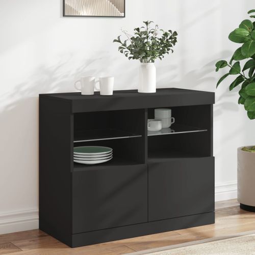 Vidaxl Buffet Avec Lumires Led Noir 81x37x67 Cm