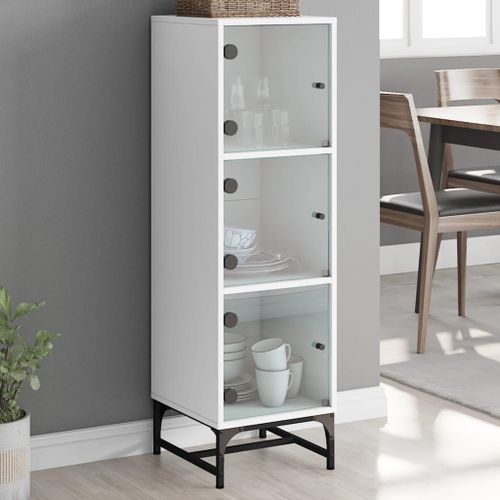 Vidaxl Buffet Avec Portes En Verre Blanc 35x37x120 Cm