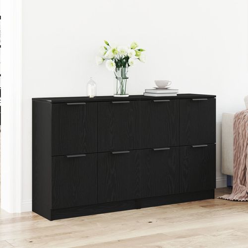Vidaxl Buffets 2 Pcs Chne Noir 60x30x70 Cm Bois D'ingnierie