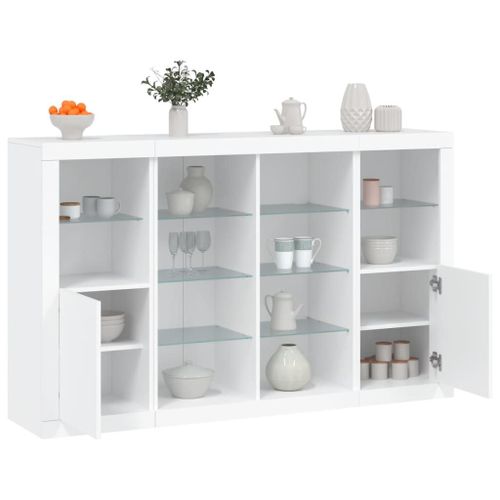 Vidaxl Buffets Avec Lumires Led 3 Pcs Blanc Bois D'ingnierie