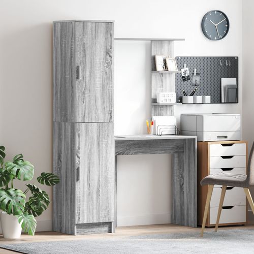 Vidaxl Bureau Avec Rangement Gris Sonoma Bois D'ingnierie