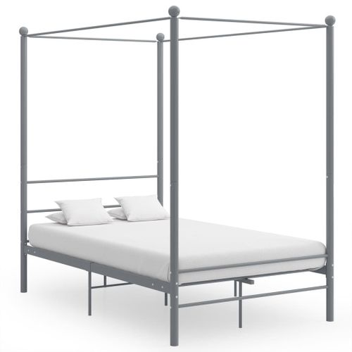 Vidaxl Cadre De Lit  Baldaquin Sans Matelas Gris Mtal 140x200 Cm