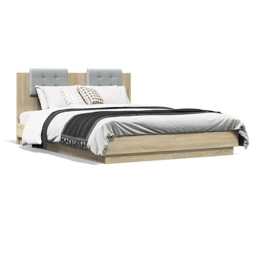 Vidaxl Cadre De Lit Avec Tte De Lit Chne Sonoma 120x200 Cm