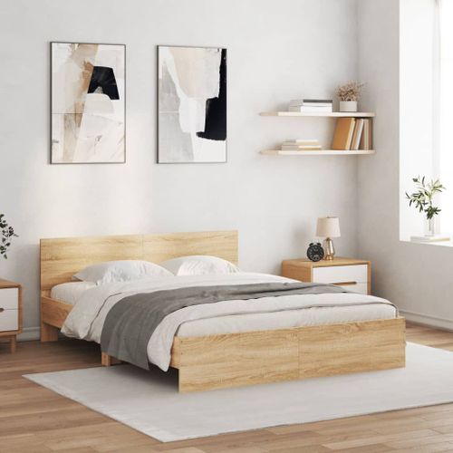 Vidaxl Cadre De Lit Avec Tte De Lit Chne Sonoma 150x200 Cm