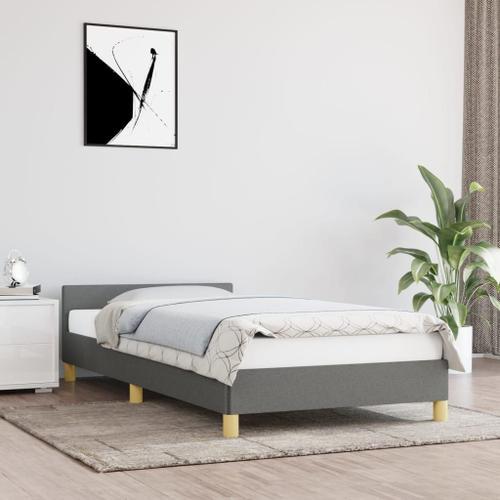 Vidaxl Cadre De Lit Avec Tte De Lit Gris Fonc 90x190 Cm Tissu