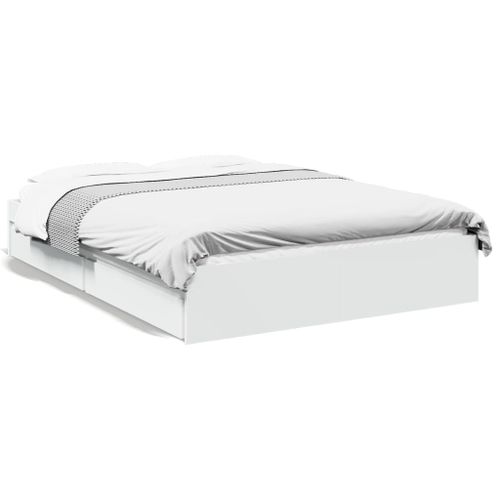 Vidaxl Cadre De Lit Avec Tiroirs Sans Matelas Blanc 140x200 Cm