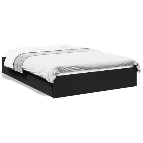 Vidaxl Cadre De Lit Avec Tiroirs Sans Matelas Noir 140x200 Cm