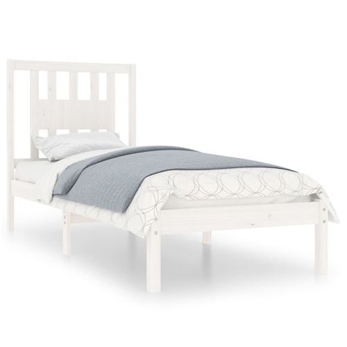Vidaxl Cadre De Lit Blanc Bois De Pin Massif 90x200 Cm