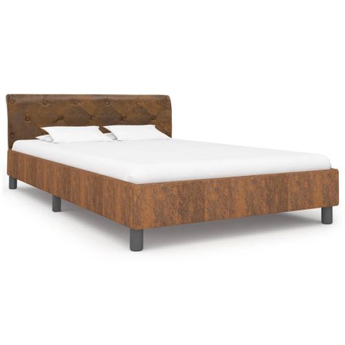 Vidaxl Cadre De Lit Marron Similicuir Daim 140 X 200 Cm