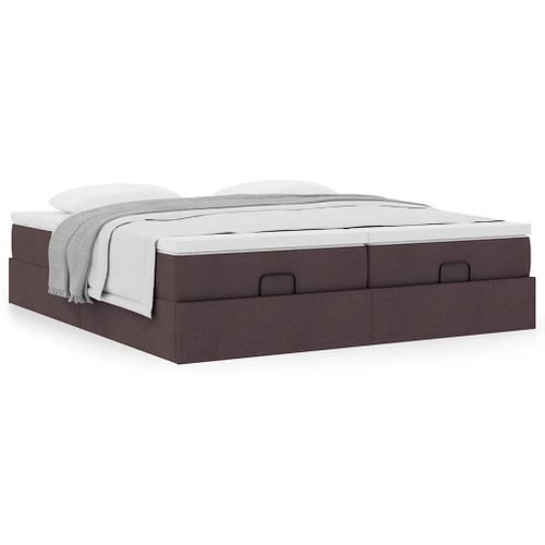 Vidaxl Cadre De Lit Ottoman Avec Matelas Marron Fonc 180x200 Cm Tissu