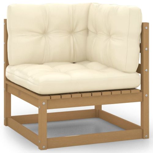 Vidaxl Canap D'angle De Jardin Avec Coussins Crme Bois De Pin Massif