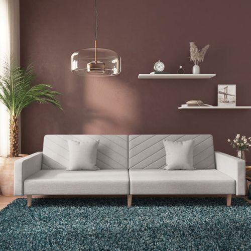 Vidaxl Canap-Lit  2 Places Avec Deux Oreillers Gris Clair Tissu