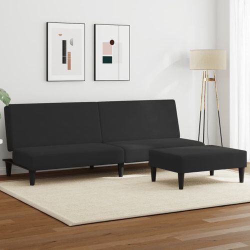 Vidaxl Canap-Lit  2 Places Avec Repose-Pied Noir Velours